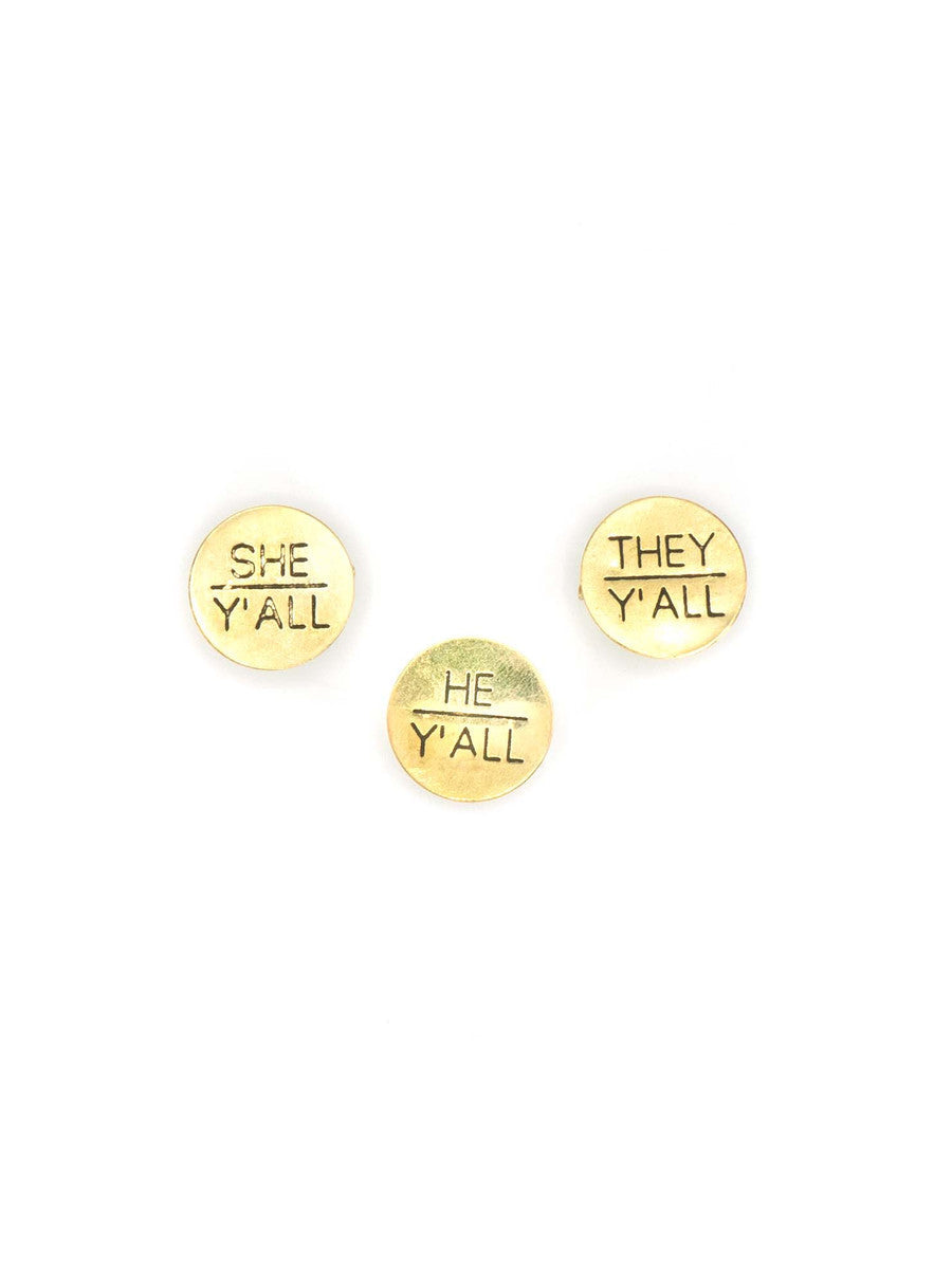 Recycled Brass Pronoun Pins