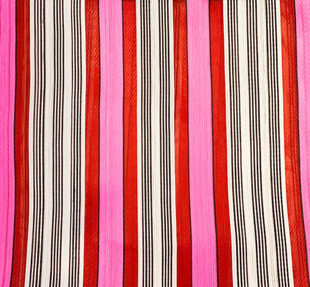 Pink & Red Striped Recycled Woven Market Shopper