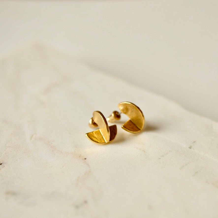 Eclipse Crescent Stud Earrings | 24K Gold Plate
