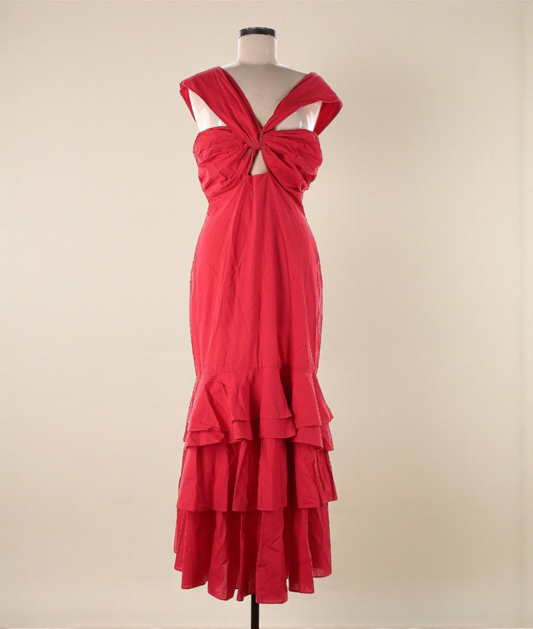 Red Ruffled Maxi Dress (Size 8) image 0