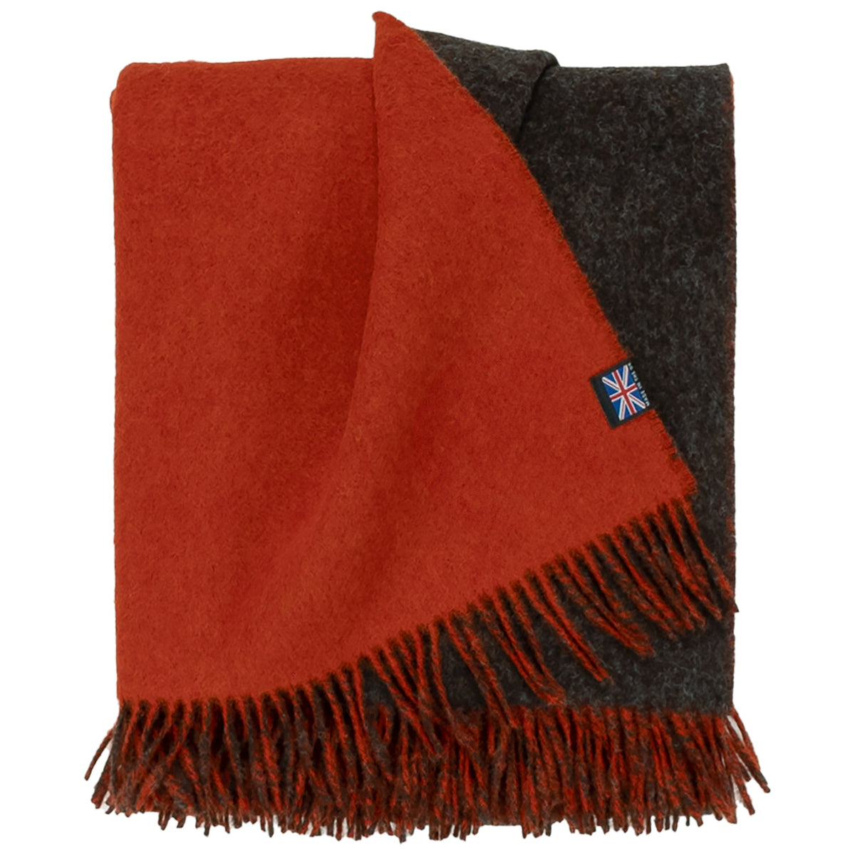 Reversible Wool Throw | Orange + Brown