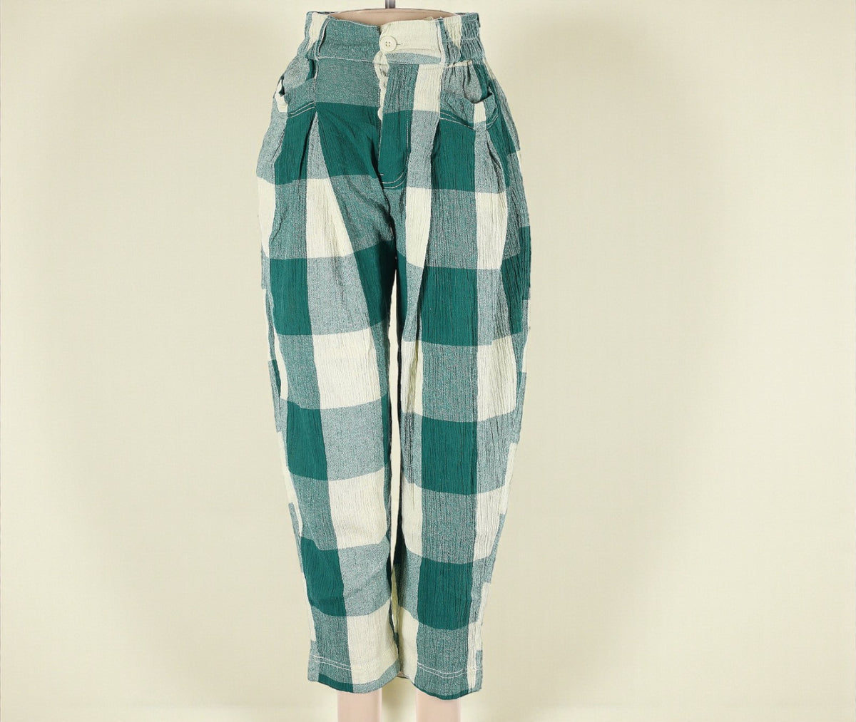 Green PlaidHigh Waisted Trousers (Size X-Small) image 0