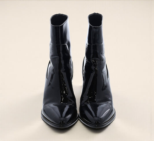 Patent Leather Block Heel Ankle Boots (Size 38 EU/US 8) image 1