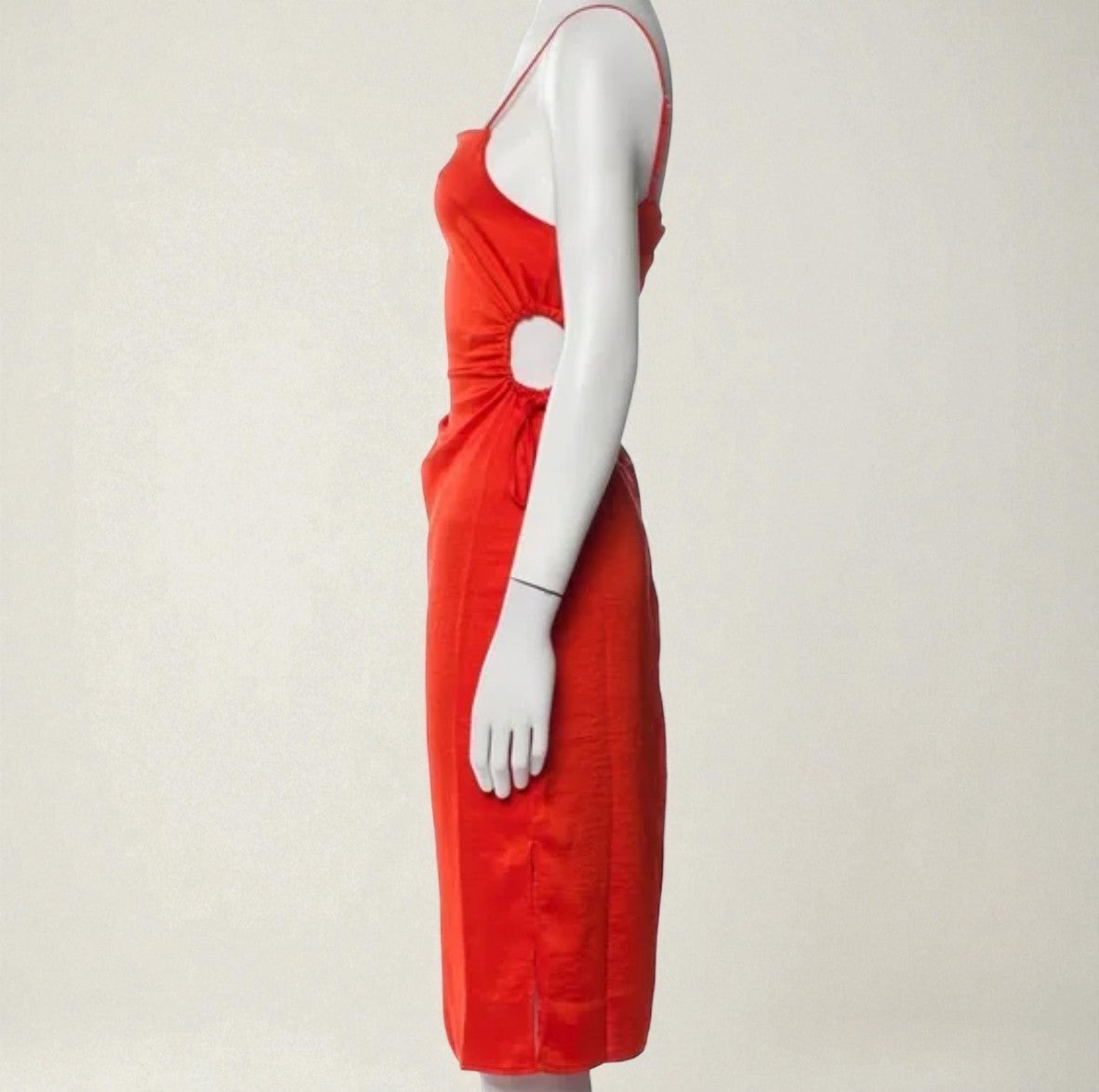Red Satin Slip Dress (Size Small) image 3