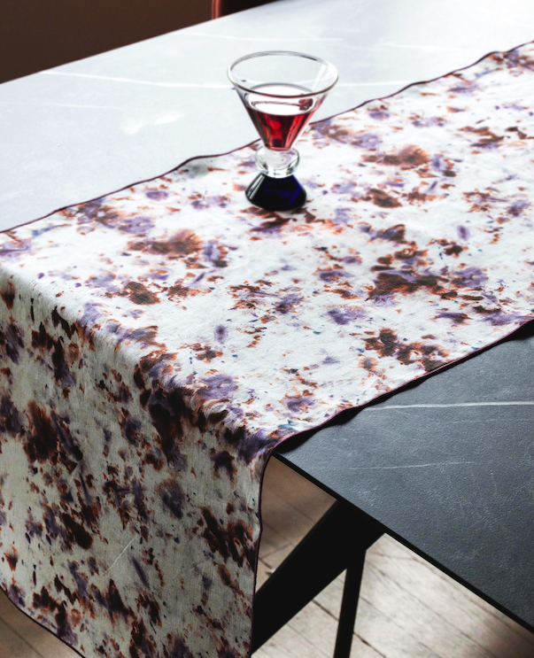Rose Marble Linen Table Runner