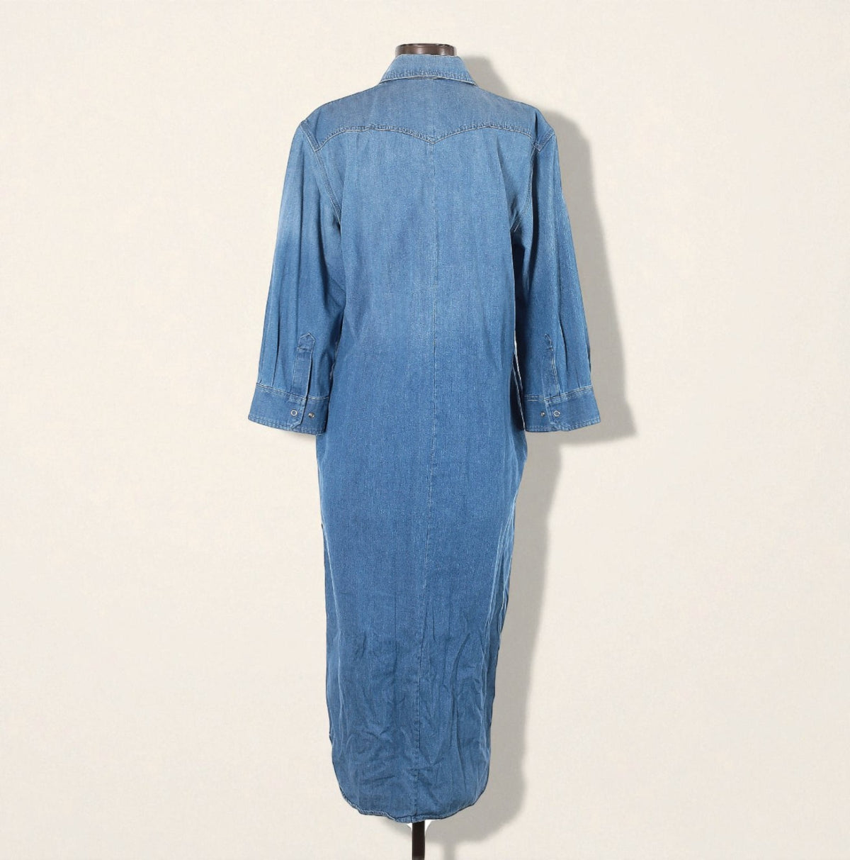 Western Long Sleeve Denim Midi Shirt Dress (Size Small) image 1