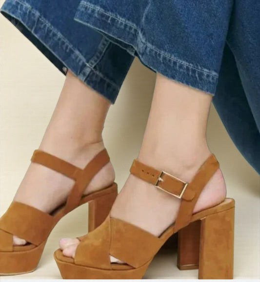 Suede Platform Sandal (Size 9.5) image 1