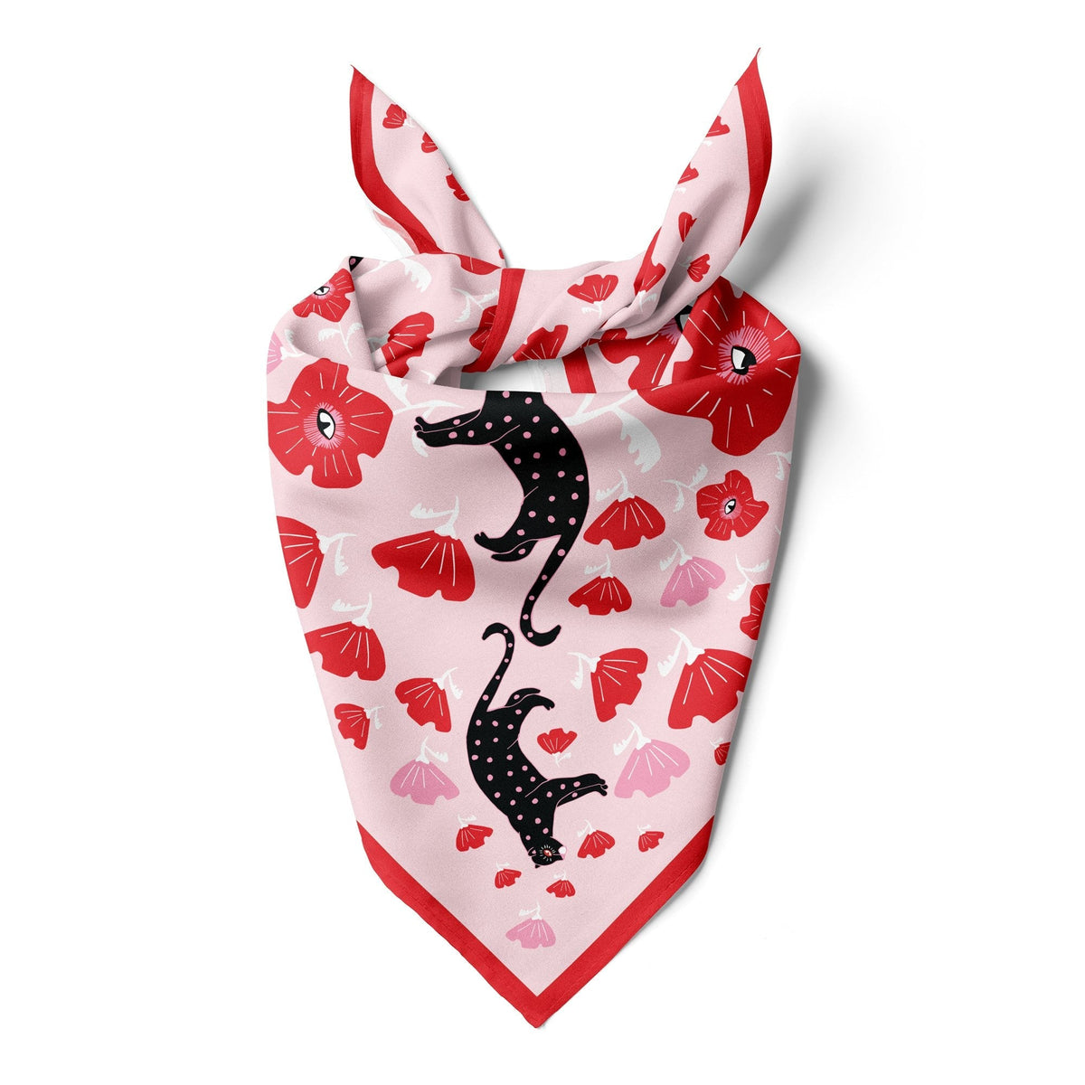Poppy Polka Cat Cotton Silk Bandana