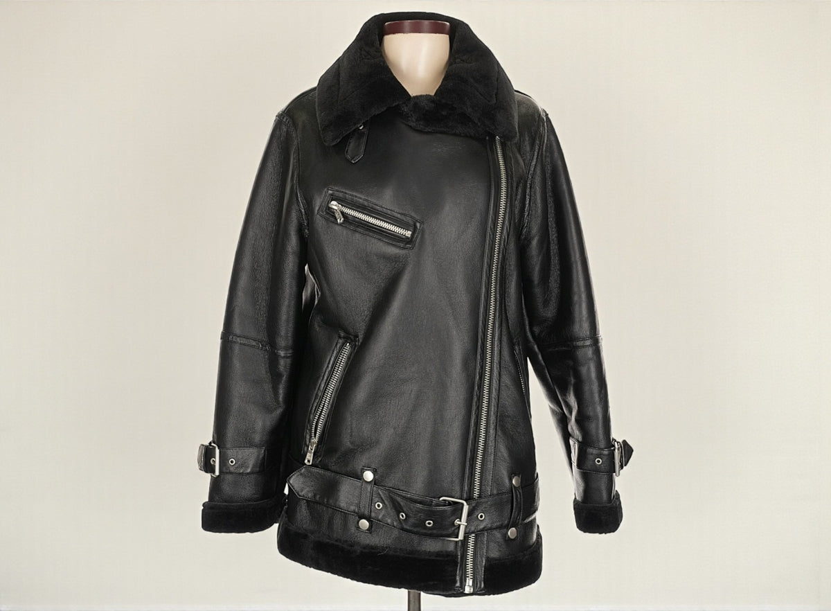 Oversized Black Faux Leather Jacket (Size Large) image 2