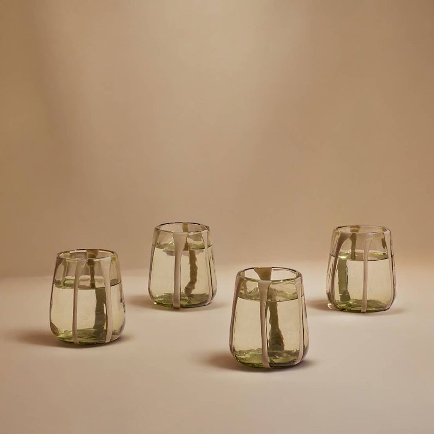 Olivia Short Green Olive Glasses | Set of 4