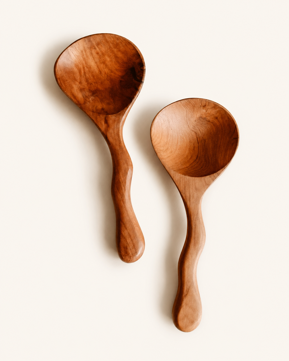 Wavy Teak Serving Spoon Set