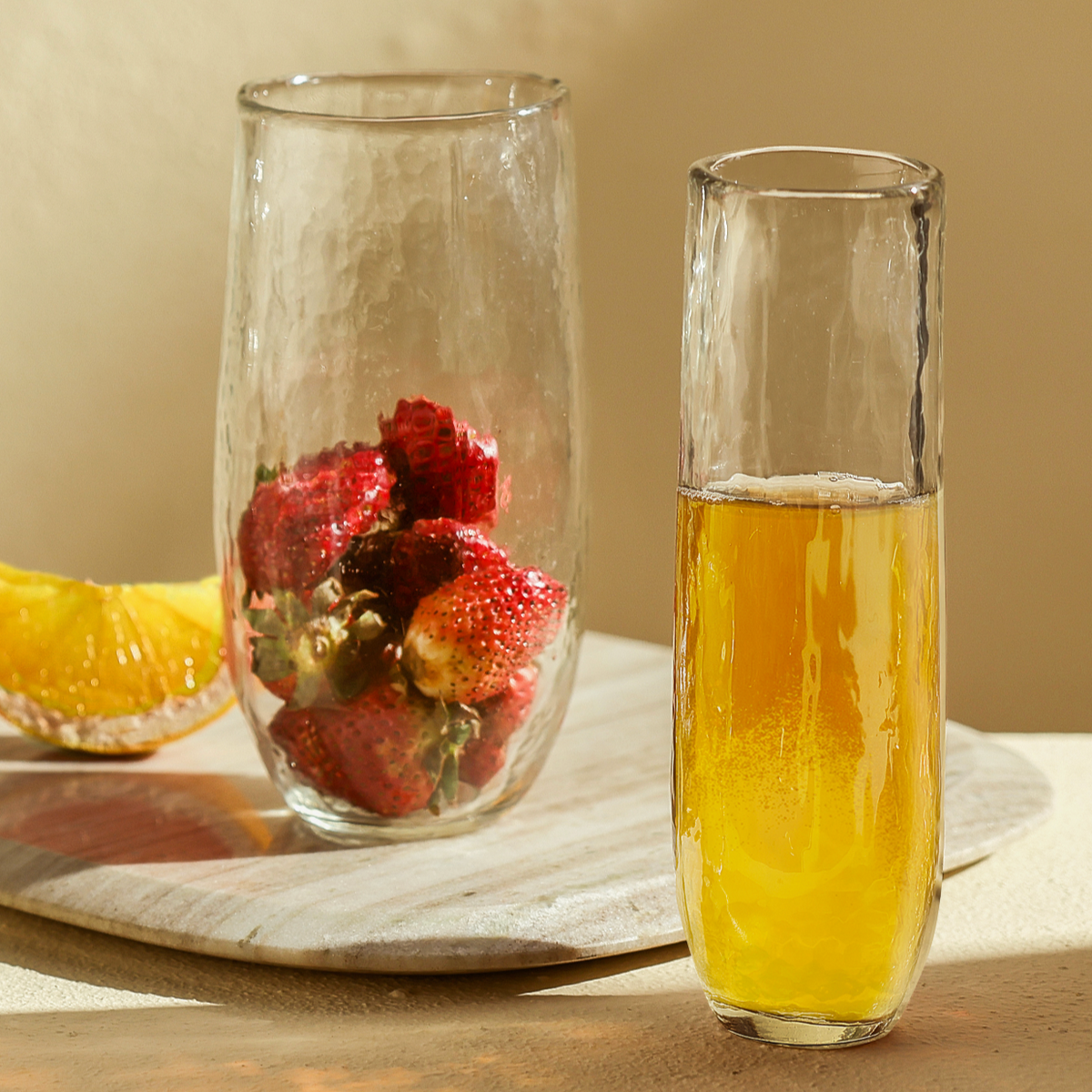 Pebbled Stemless Flutes | Set of 4