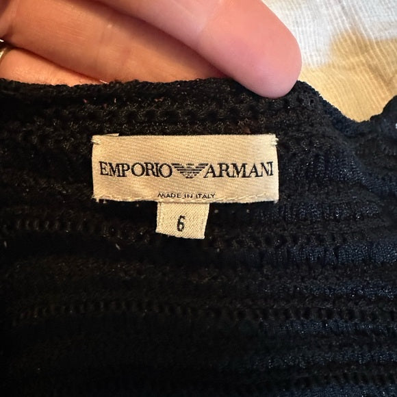 Vintage Black Crochet Crop Top w Fringe (Size 6) image 2