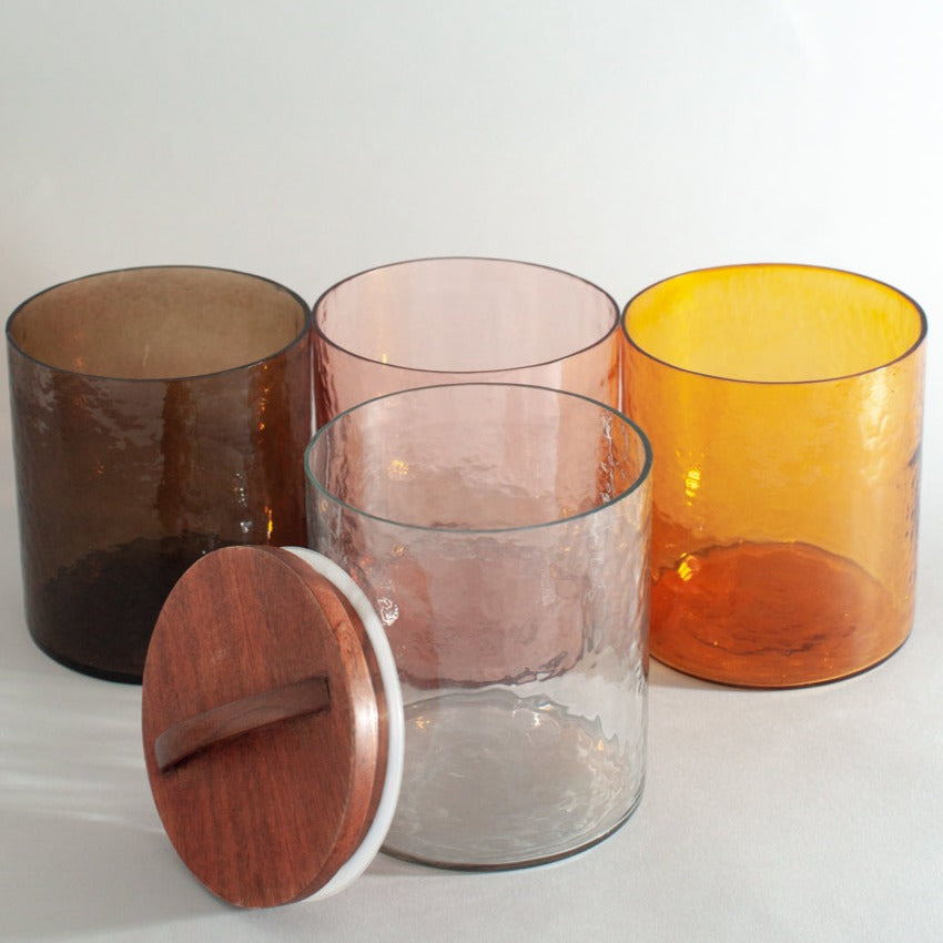 Large Hammered Glass Canister | Amber