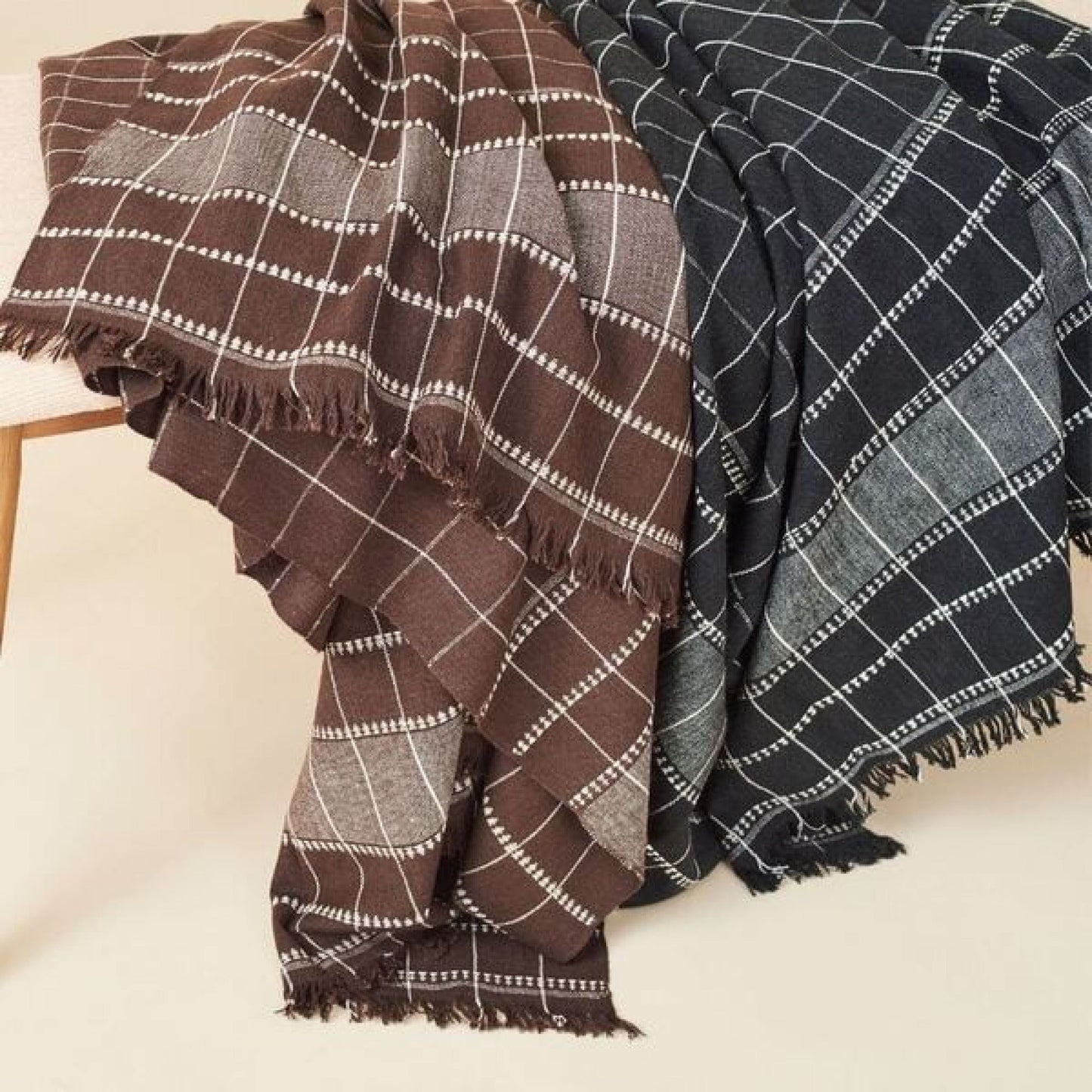Treacle Checks Pattern Organic Cotton Handloom Throw
