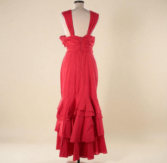 Red Ruffled Maxi Dress (Size 8) image 1