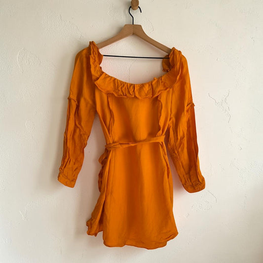 Marissa Webb Marigold Off-Shoulder Ruffled Mini Dress | Size 6