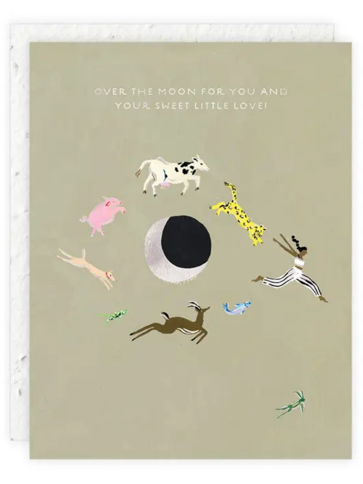 Over the Moon Seeded Baby Congratulations Card
