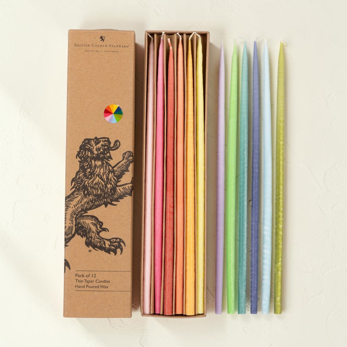 Rainbow Thin Taper Candles | Set of 12