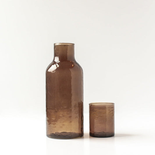 Handblown Hammered Carafe Set | Smoke