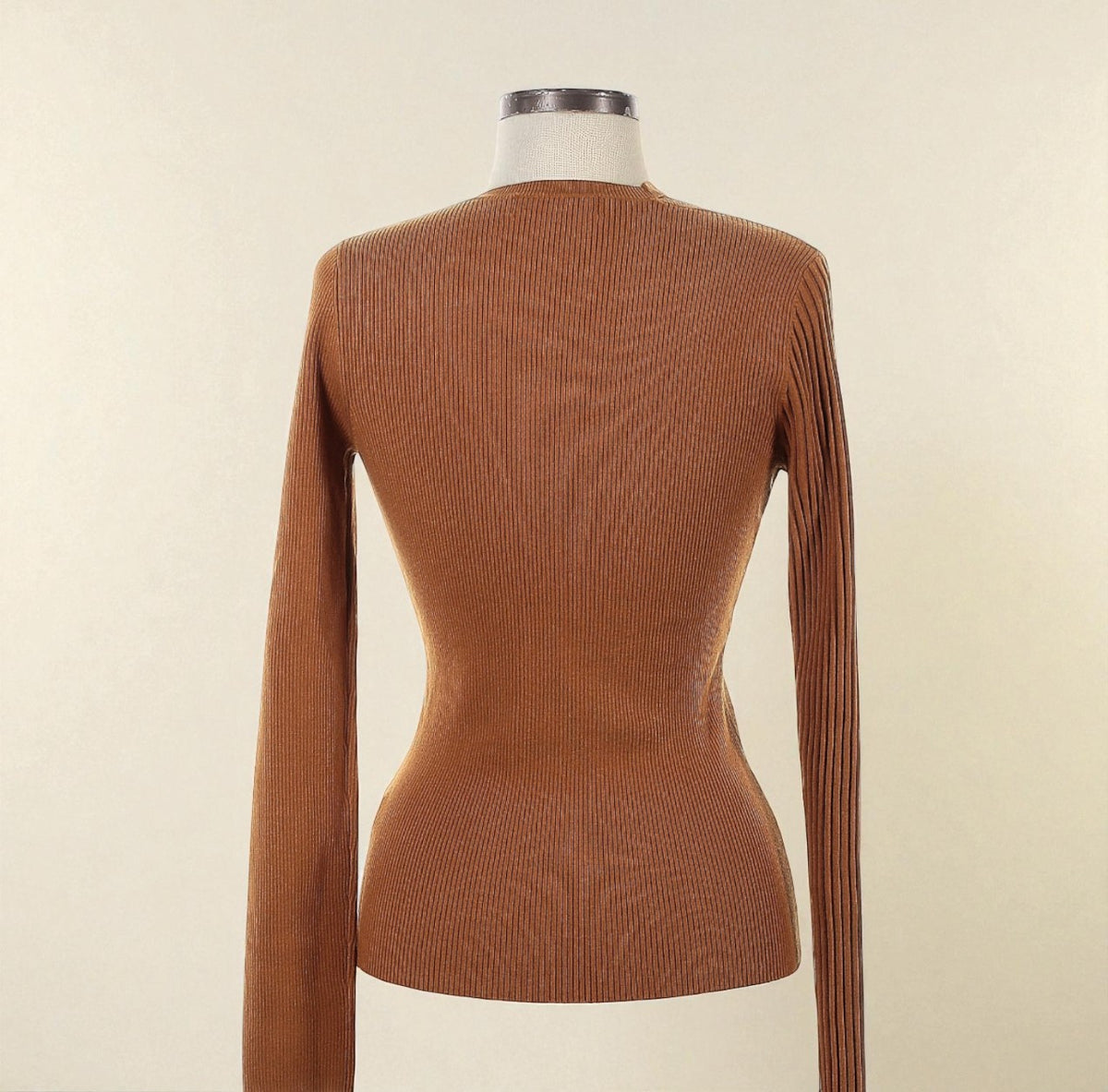 Tan Cut-Out Sweater (Size Medium) image 1