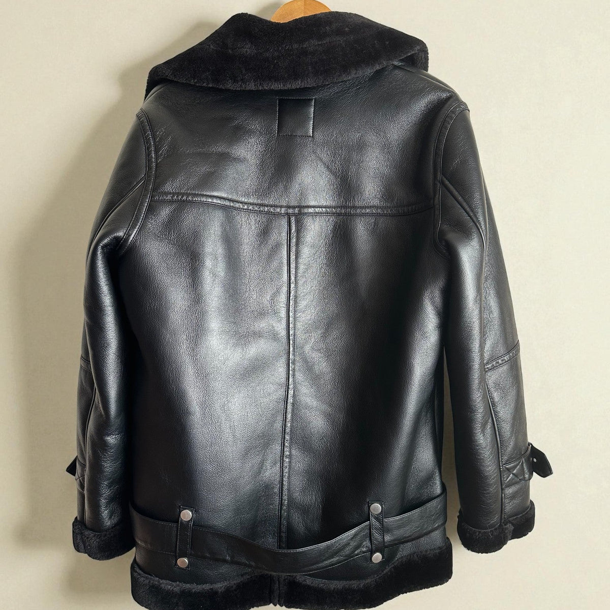 Oversized Black Faux Leather Jacket (Size Large) image 1