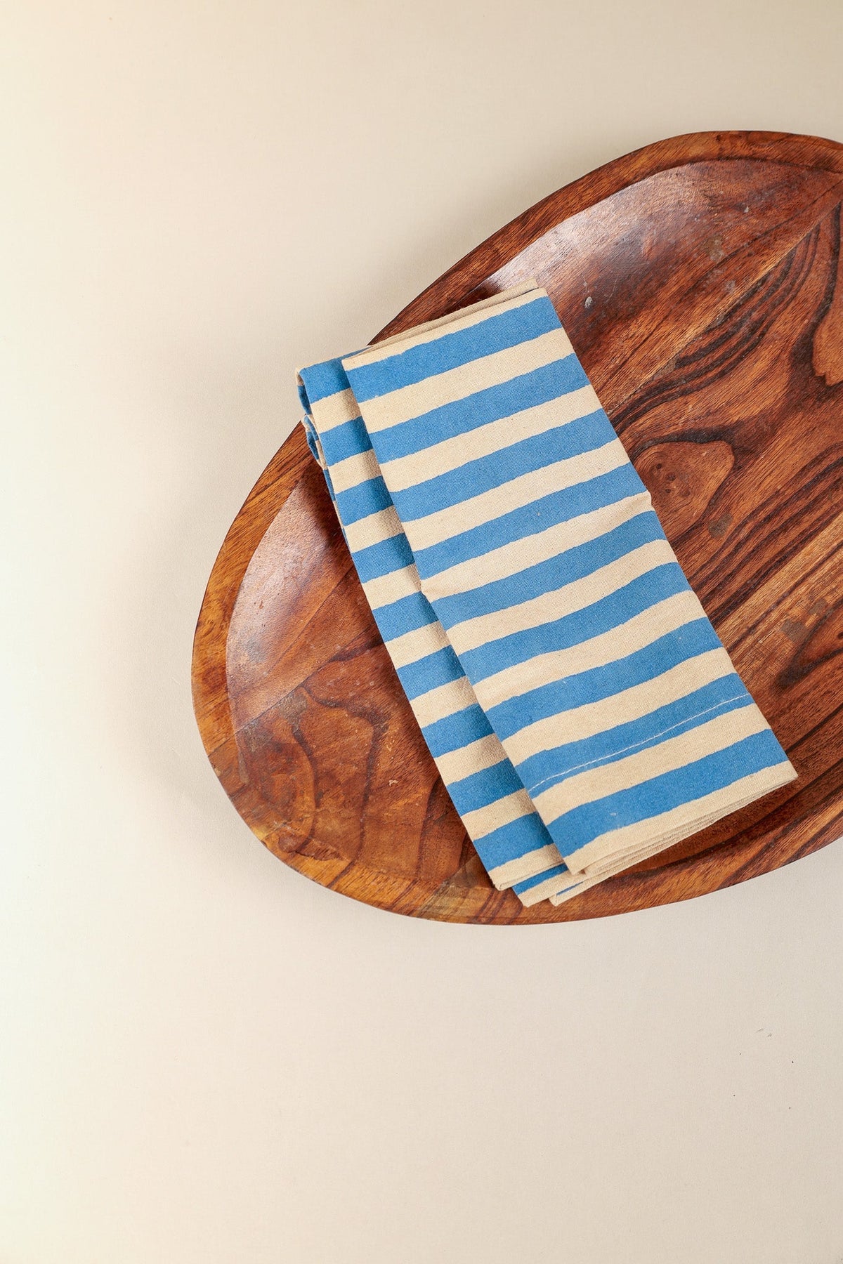 Oh! Stripes Blue Block Print Napkins | Set of 4