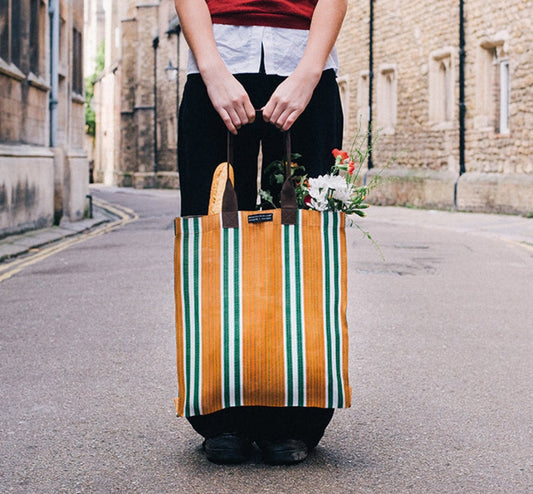 Woven Market Shopper | Spanish Orange & Grass Green