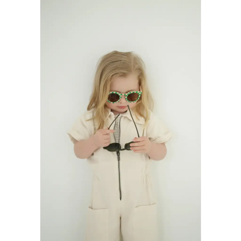 Green Checkered Kids Sunnies