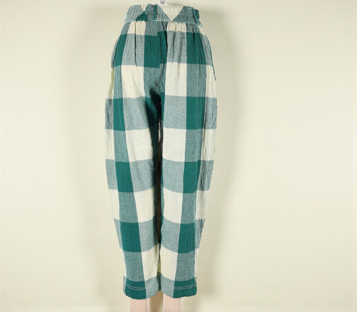 Green PlaidHigh Waisted Trousers (Size X-Small) image 1