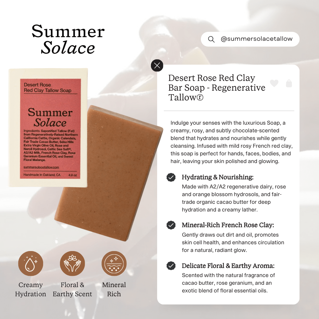 Desert Rose Tallow Soap | Rose Clay + Cacao Butte