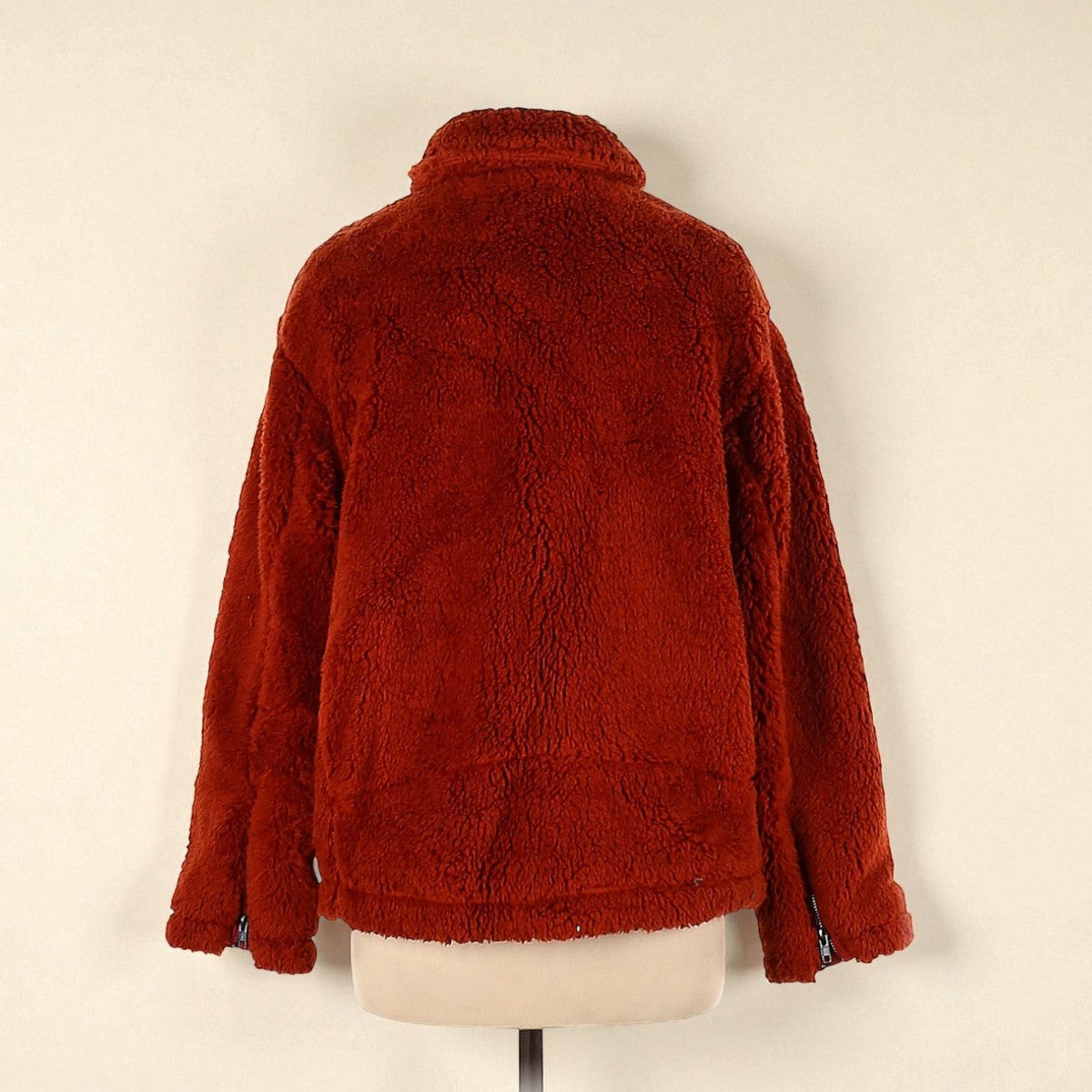 Oversized Red Fleece Moto Jacket (Size Medium) image 1