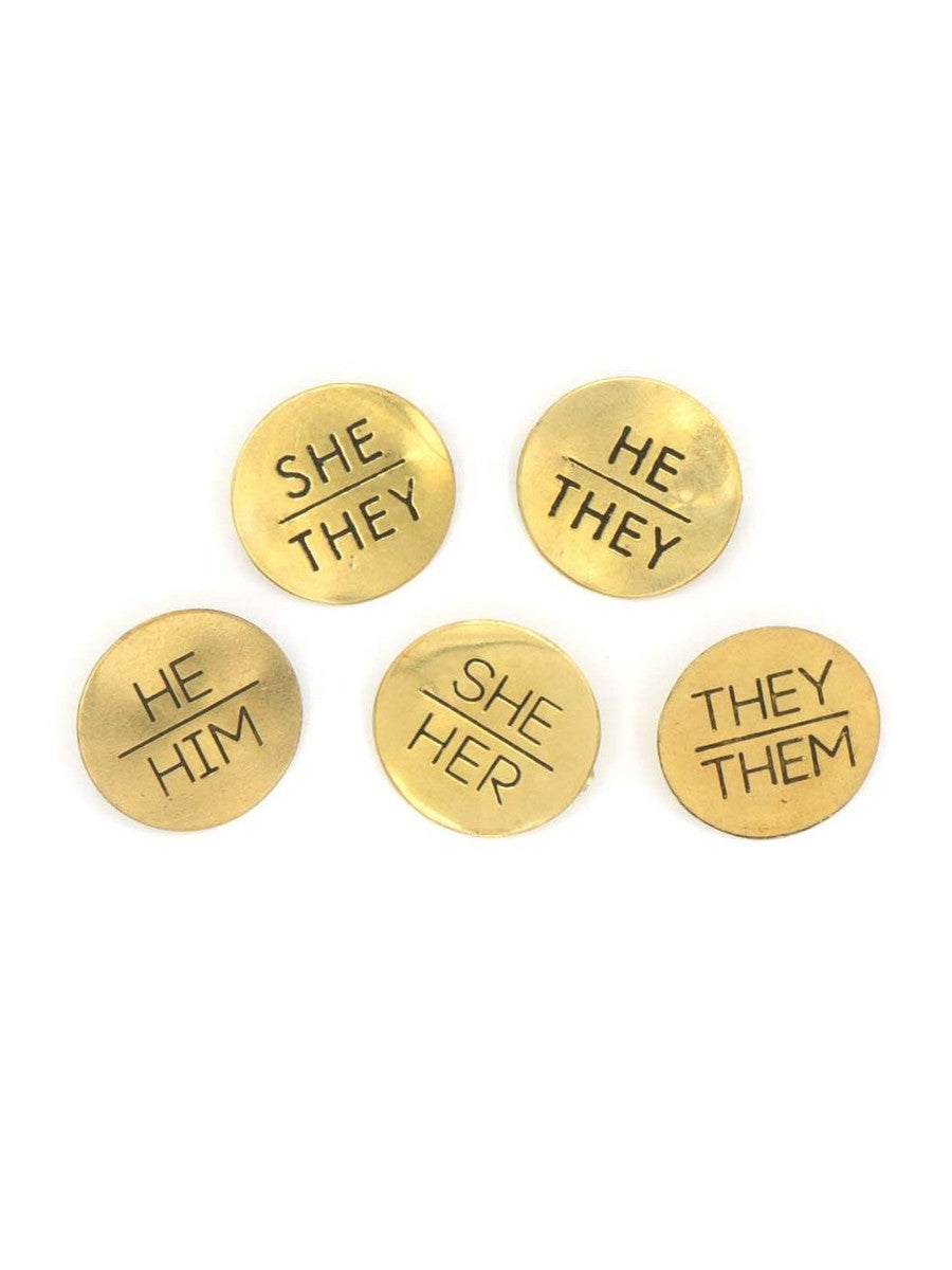 Recycled Brass Pronoun Pins