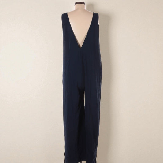 Navy Deep Plunge Wide Leg Jumpsuit (Size Medium) image 1