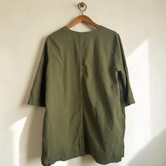 Olive Green Organic Cotton Open-Front Trench | Size L