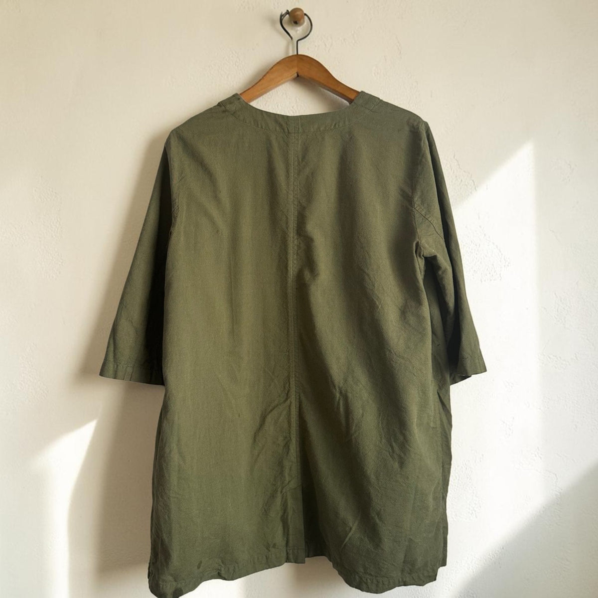 Olive Green Organic Cotton Open-Front Trench | Size L