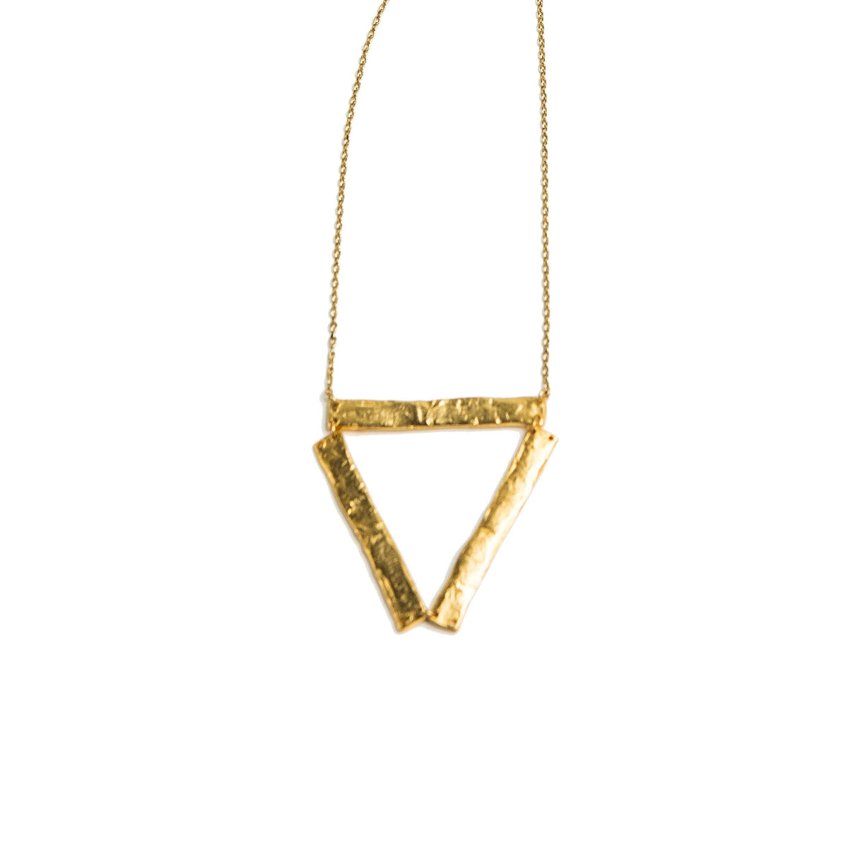 Equilateral Triangle Pendant Necklace | 24K Gold Plate