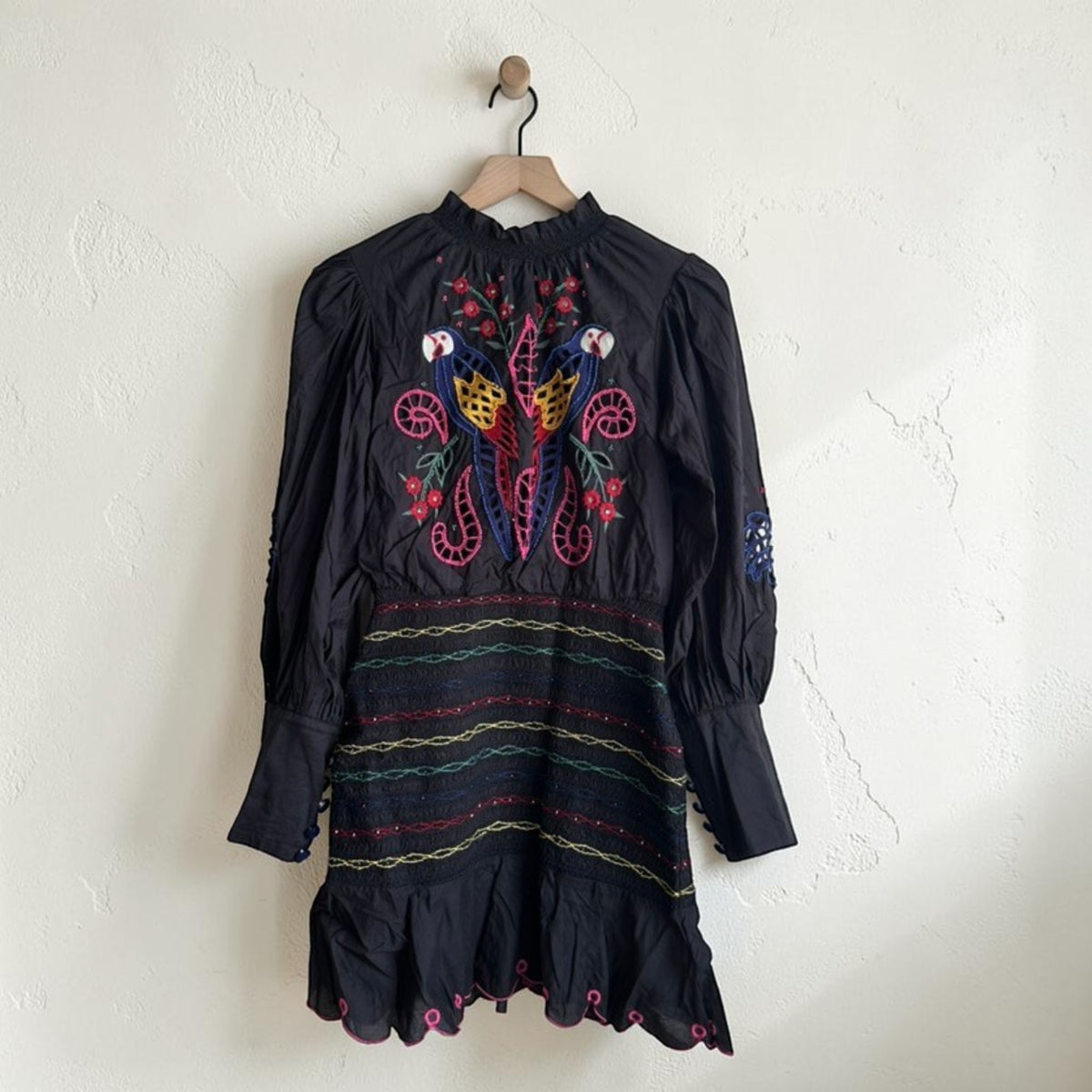 FARM Rio Navy Embroidered Mini Dress | Size X-Small