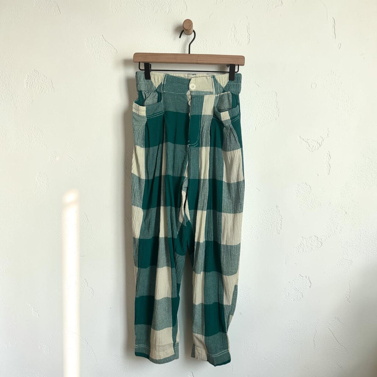 Green Plaid High Waisted Trousers | Size X-Small