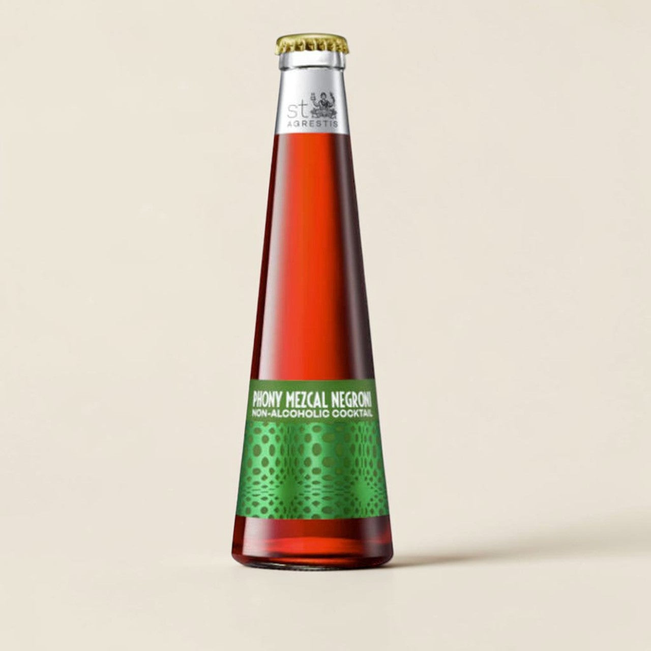 Good Bounty Phony Mezcal Negroni non-alcoholic cocktail in a 200ml glass bottle with a green label
