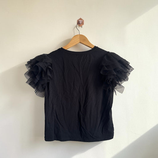 Joie Black Puff Tulle Sleeve Top | Size Small