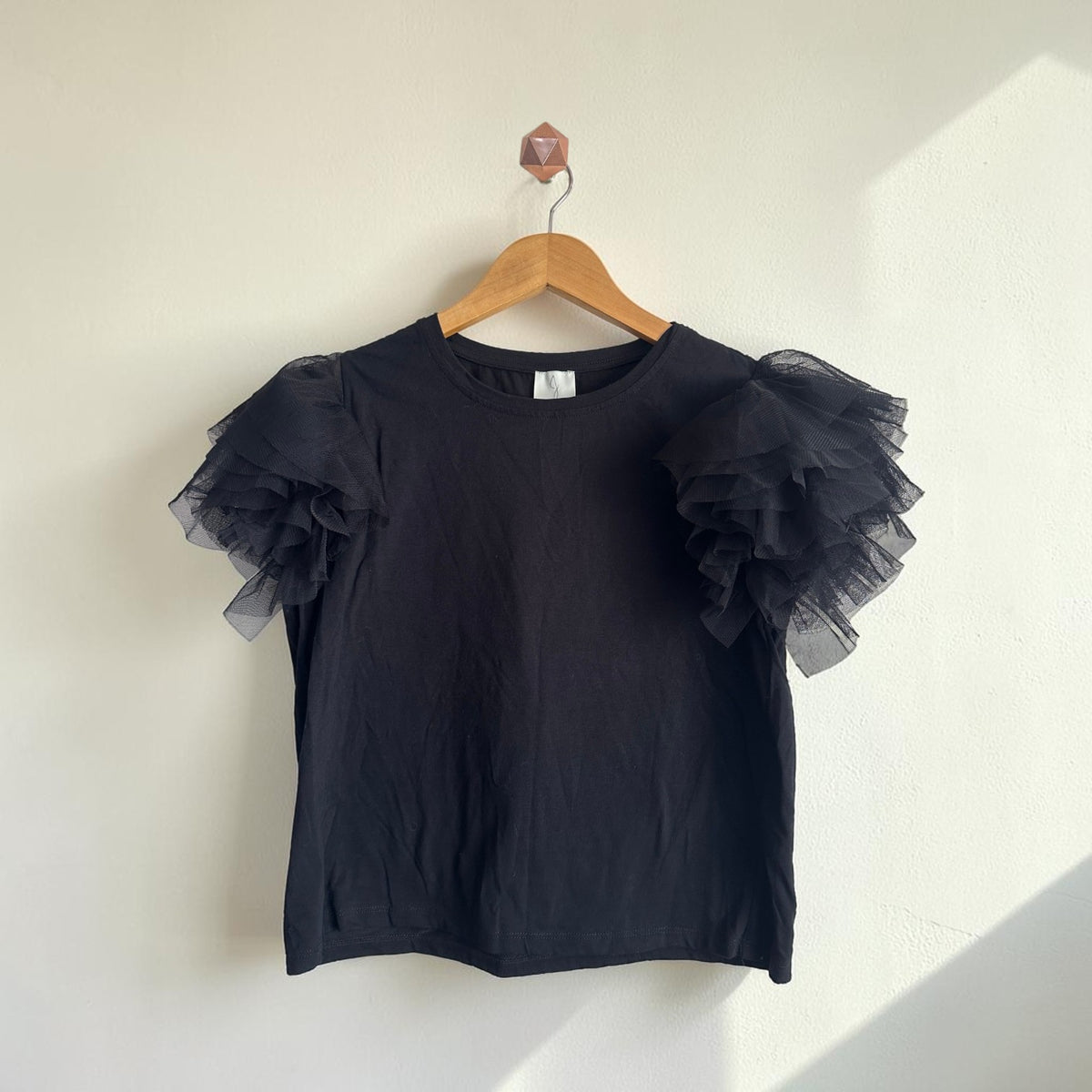 Joie Black Puff Tulle Sleeve Top | Size Small