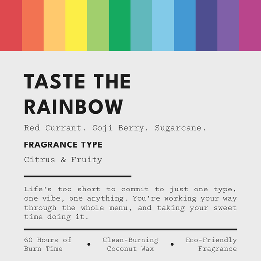 Taste the Rainbow Candle | Red Currant & Goji Berry