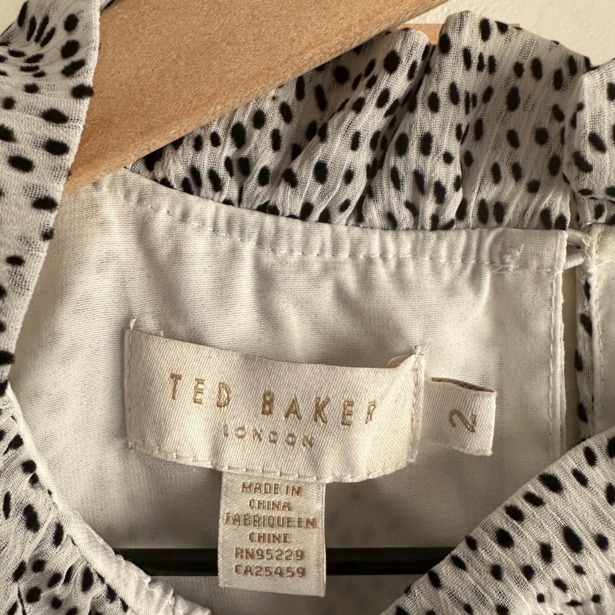 Ted Baker Black + White Polka Dot Mini Dress | Size 2