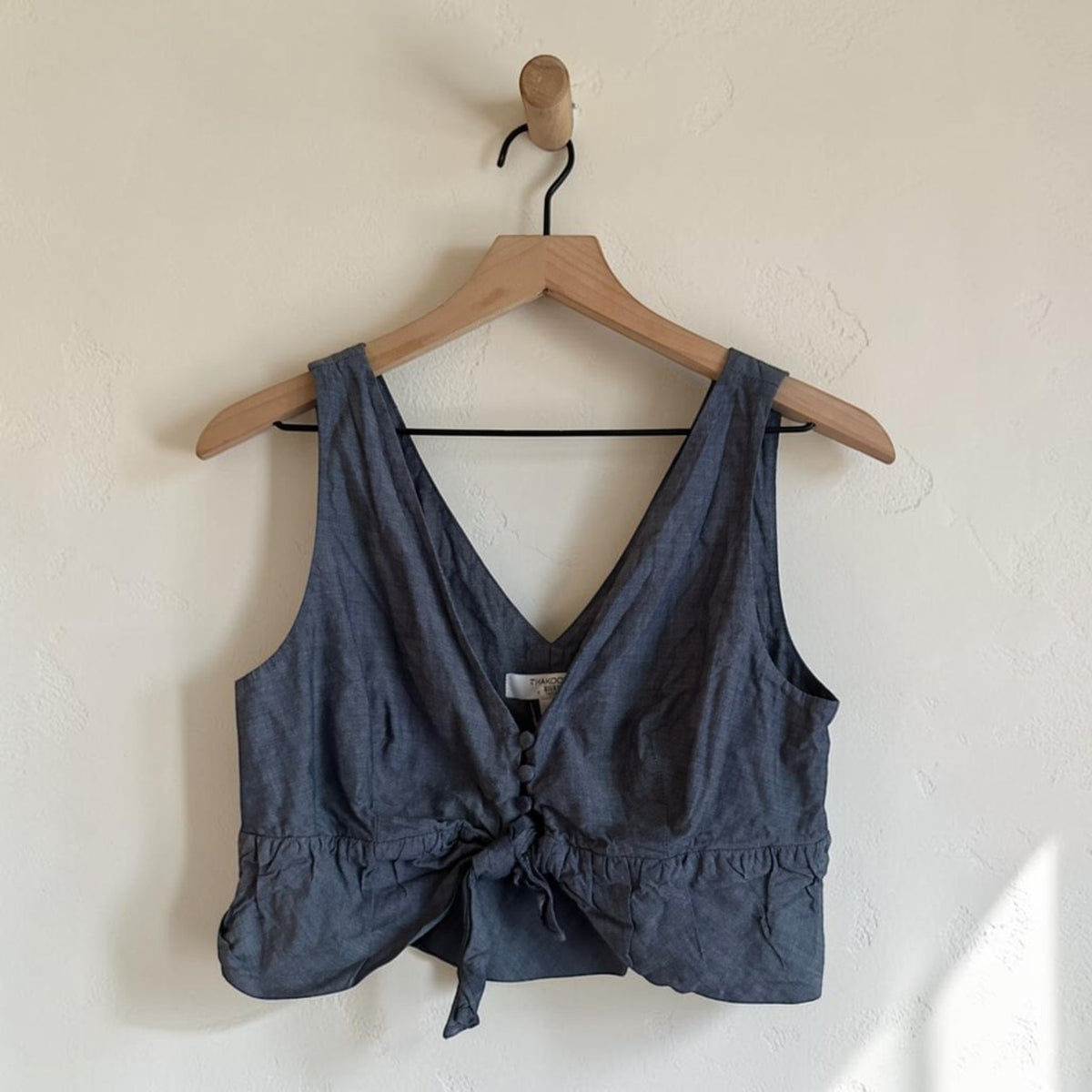 Denim Tie-Front Crop Top | Size 6