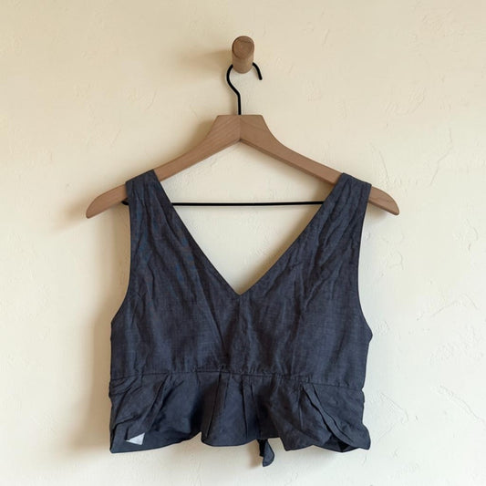 Denim Tie-Front Crop Top | Size 8