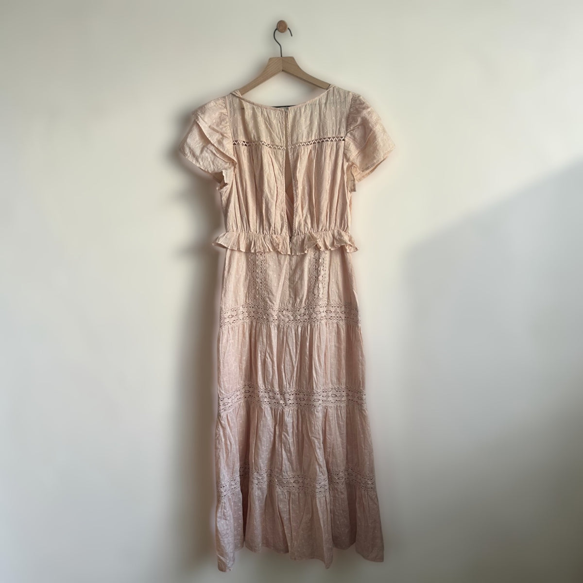 Beige Cotton Midi Dress | Size Medium