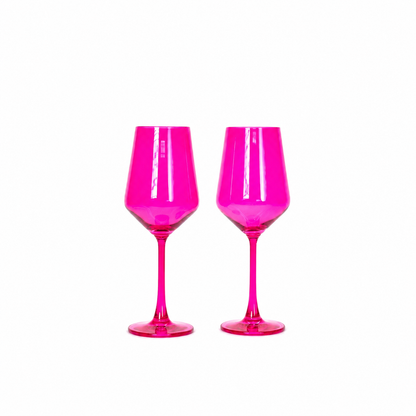 Hot Hot Pink Colored Wine Glass