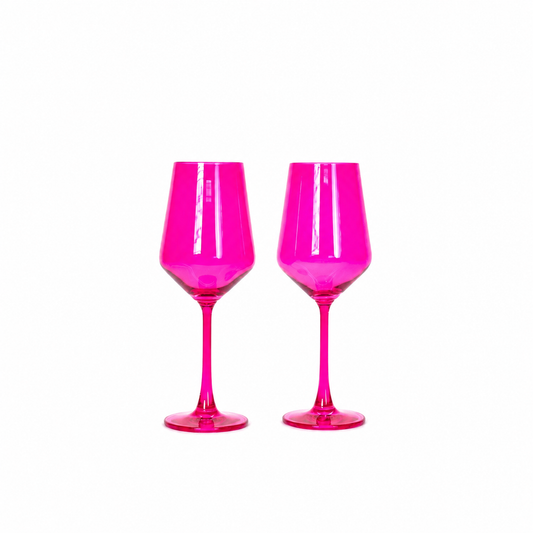 Hot Hot Pink Colored Wine Glass