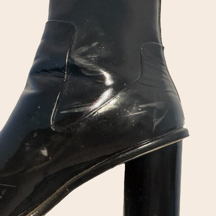 Patent Leather Block Heel Ankle Boots (Size 38 EU/US 8) image 3